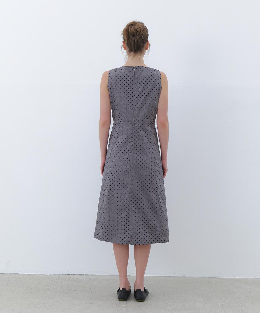 CLUNY Dot Pattern Sleeveless Dress - Gray