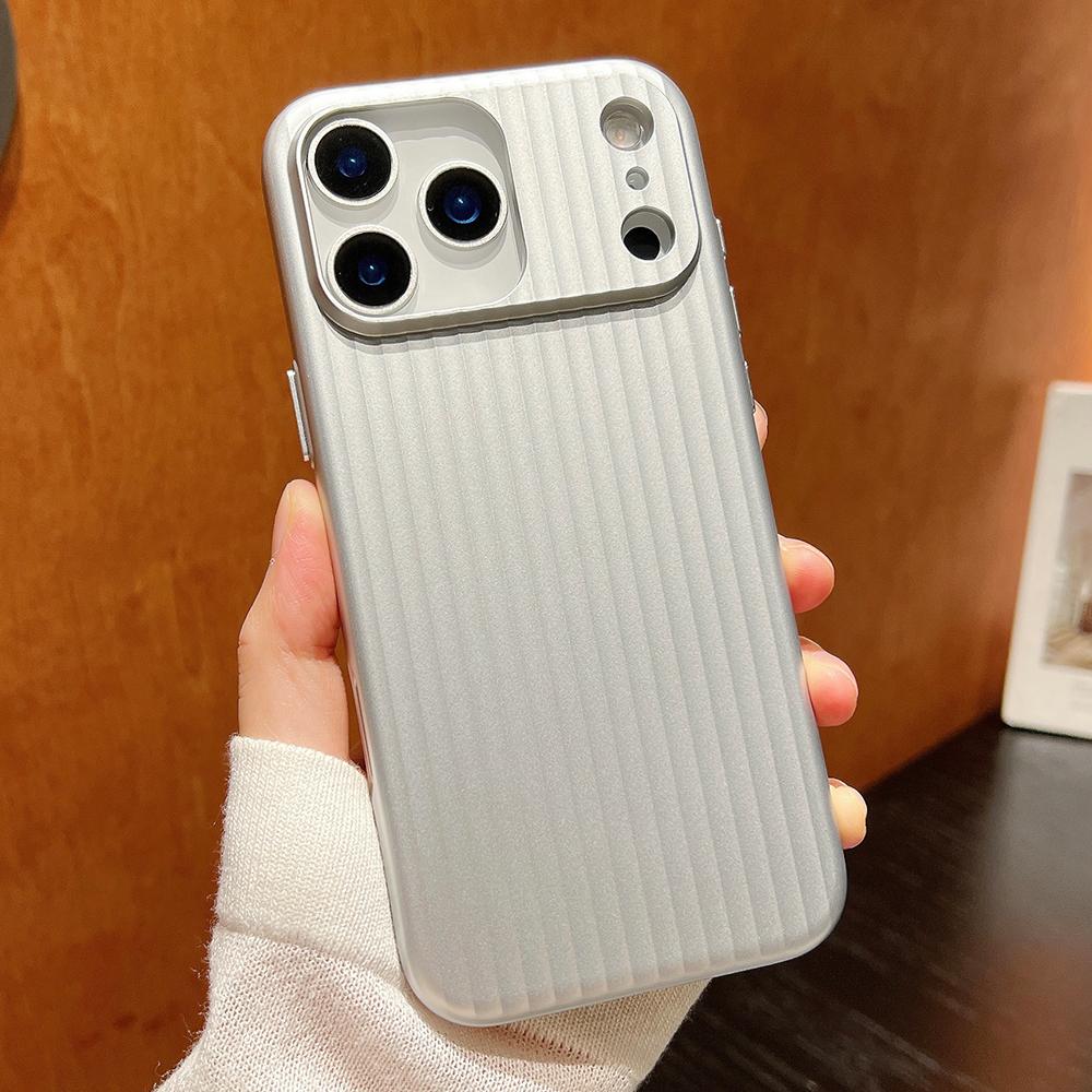 Matte Titanium Gray corrugated pattern phone case for iPhone 17 16 15 14 13 12 Pro Max Air Plus full shockproof hard back cover