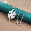 DOTEFFIL 925 Silver Four-Leaf Clover Pendant Necklace 16-30 Inch Chain For Woman Fashion Wedding Charm Jewelry