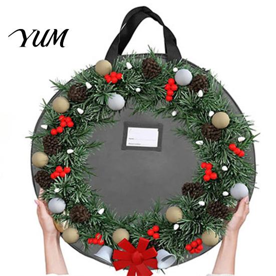 Moisture-proof Seasonal Decor Organizer Large Round Garland Storage Bag, Waterproof Oxford Container with Decoration Accessory Reinforced Handles,