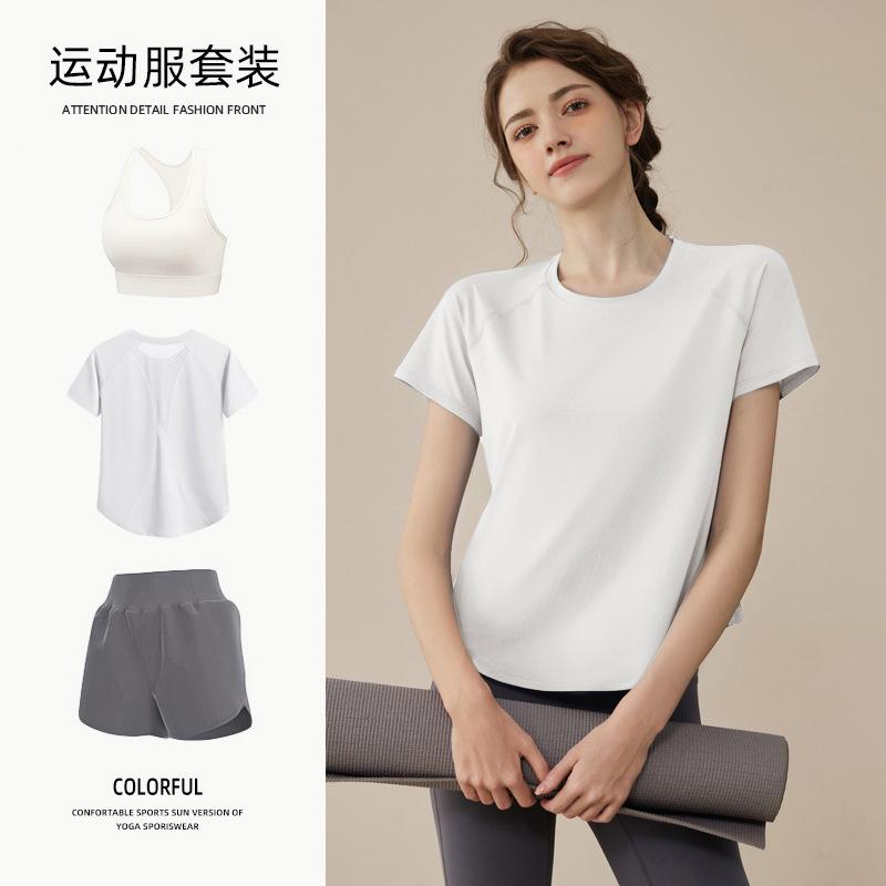 Tennis suit women's short-sleeved training clothes outdoor running quick-drying clothes thin badminton T-shirt fitness clothes