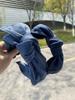 Nytt denim sløyfebånd retro presset stoff hodebånd kvinners enkelt bredbremmet hårtilbehør