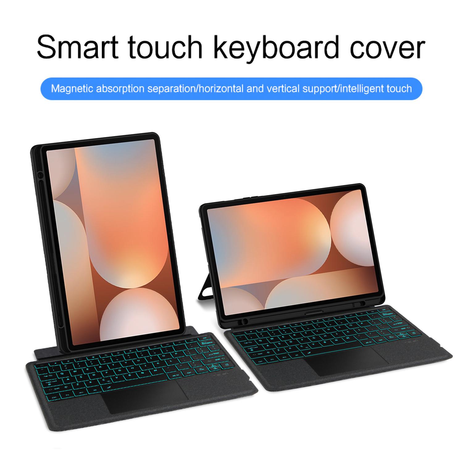 

For Samsung Galaxy Tab S10+ Leather Case+Bluetooth-Compatible Keyboard with Backlight Trackpad A