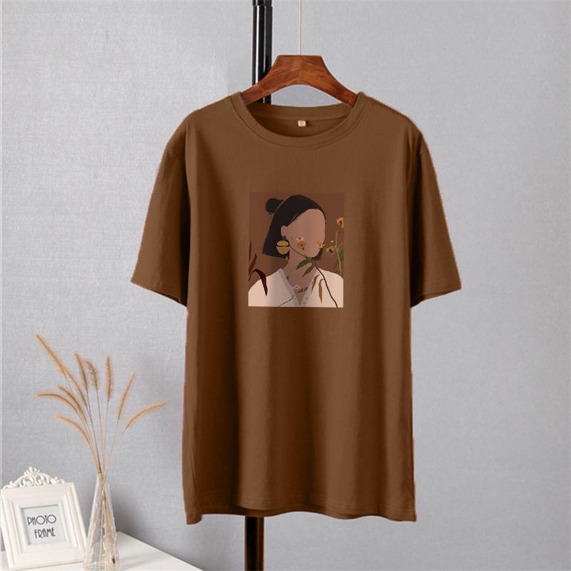 Camiseta Shellsuning con estampado estético a la moda para mujer, camisetas informales 100% de algodón de gran tamaño con cuello redondo, camisetas Harajuku para mujer, camisetas básicas simples