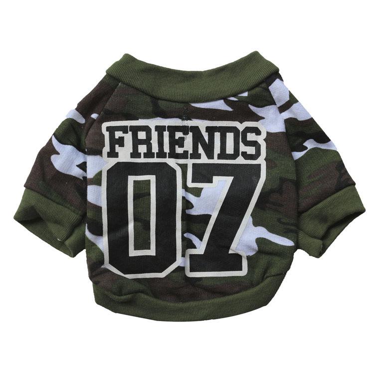 Pet Camouflage Raglan T-shirt No. 07 for Dogs & Cats - Small, Spring/Autumn Style