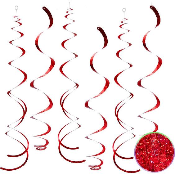 30Pc Gold and Black Party Party Swirl Decorations Foil Swirl Hanging Decoration Plastic Streamer for Ceiling 22 In