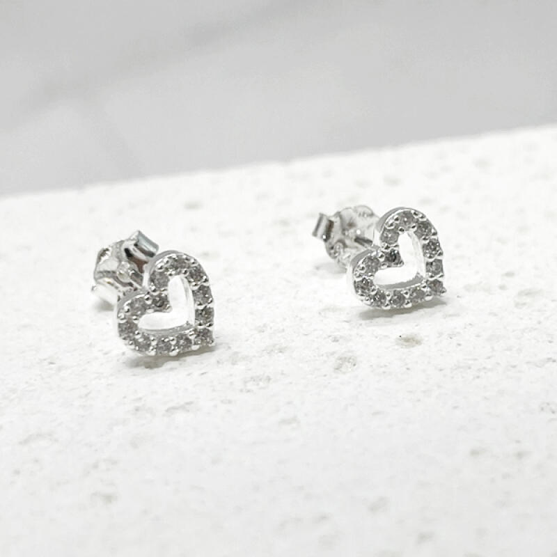 

925 Silver Cubic Zirconia Heart Earrings M-APE011 M-APE011