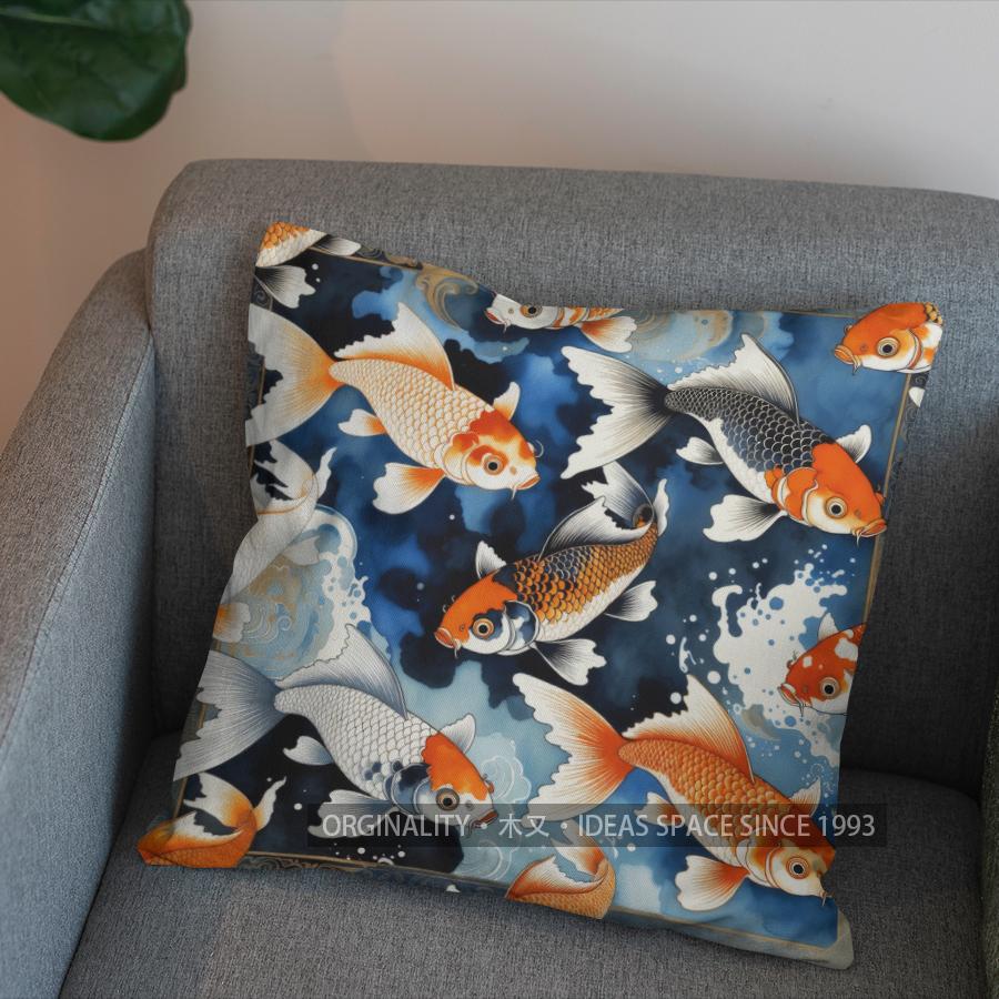 2D Buntes Goldfischmuster Kissen Für Heimdekoration Muster Kissenbezug Geeignet Für Sofa Schlafzimmer Auto Kissenbezug