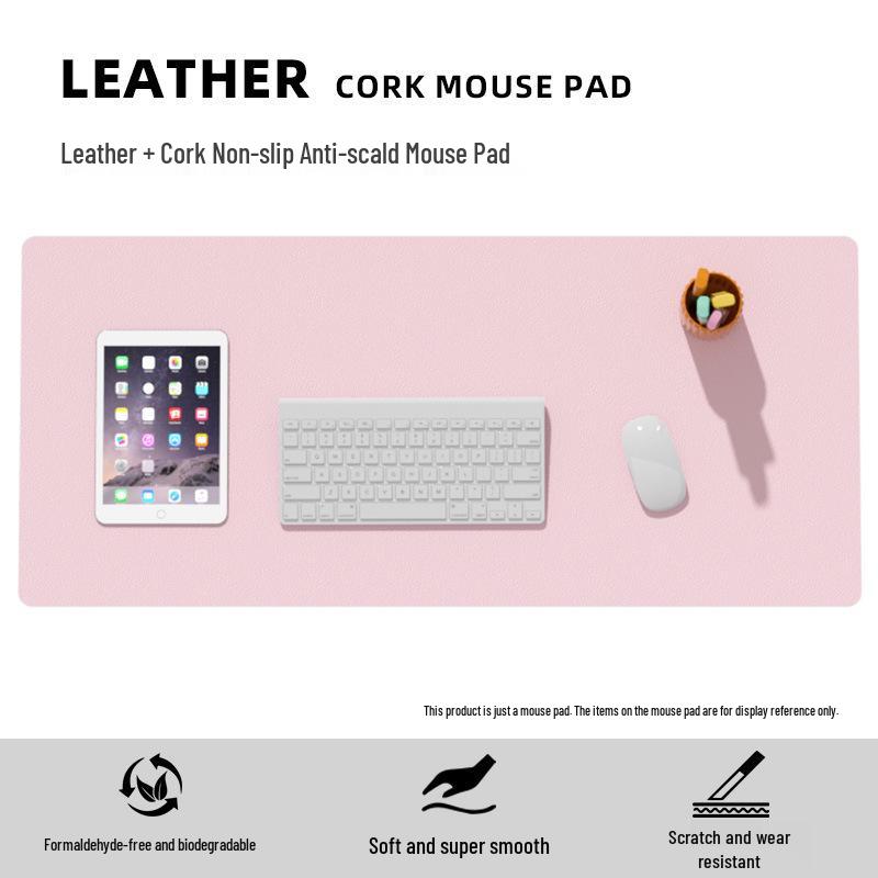 Extra Large Leather Cork Mouse and Keyboard Desk Pad for Office
