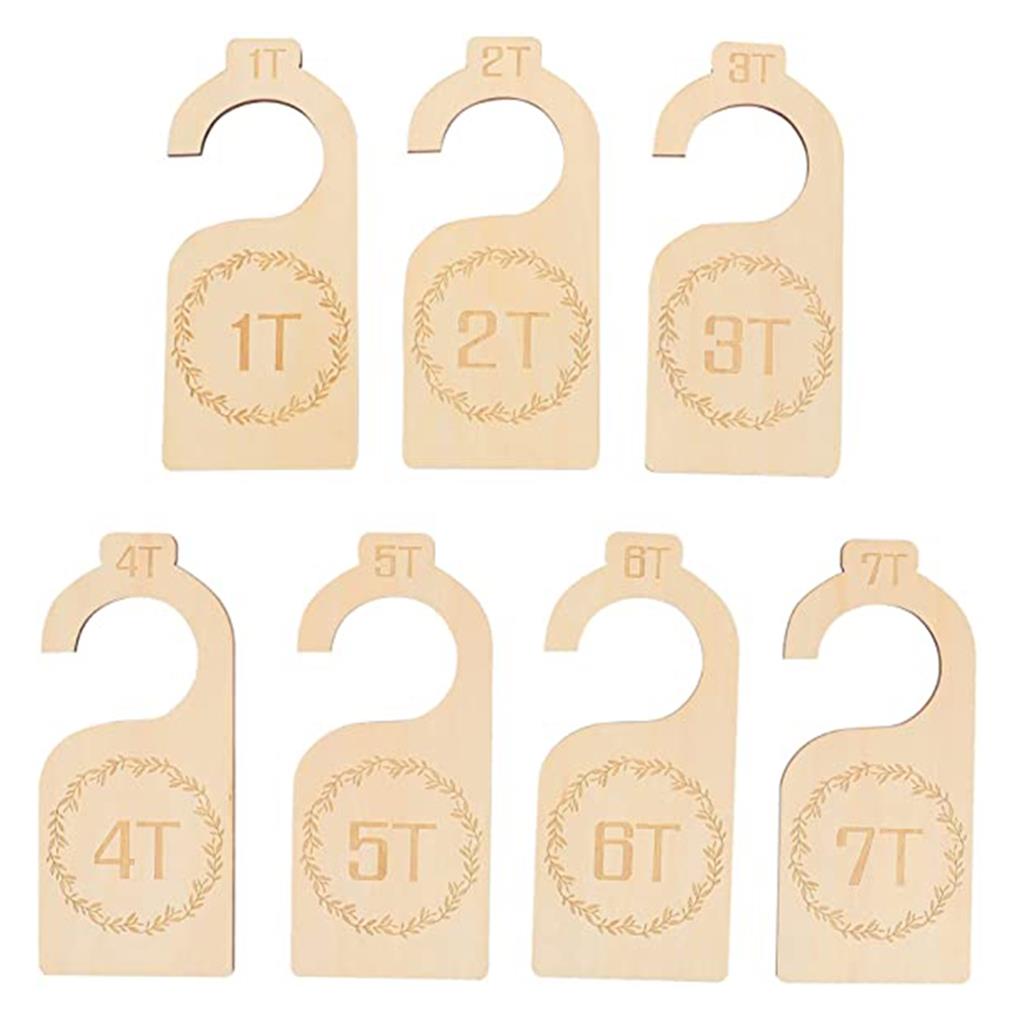 7Pcs Baby Wardrobe Labels Wood Smooth Newborn DIY Clothes Organizers Infants Clothing Hooks Nursery Household Bedroom