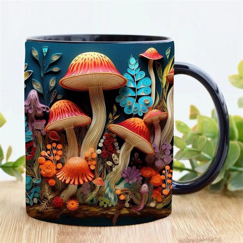 AEE4-3D Magic Mushrooms Mug Creative 3D Fun Space Design Mugs Offices Multi-Purpose Drink Cup For Home Office Dorm