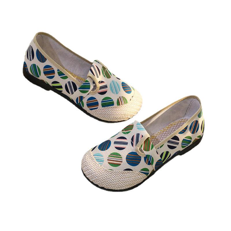 Women's Canvas Shoes Ethnic Old Beijing Cloth Shoes Linen Soft Soled Single Shoes Mother's Shoes