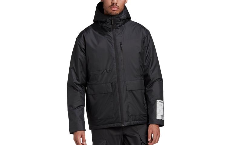 Adidas Solid Color Hooded Puffer Jacket Men s Black GL7401 S