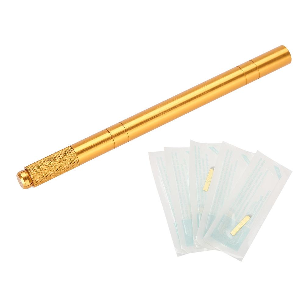 Eyebrow Tattoo Pen Set Manual Microblading Tattoo Eyebrow Pen with 5Pcs Disposable Needle
