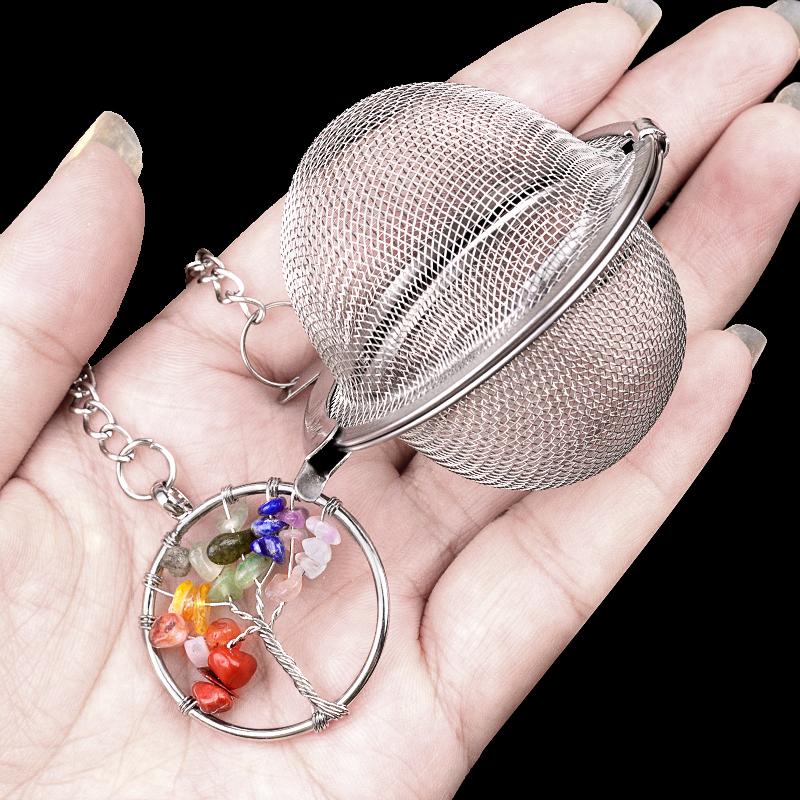 Tea Strainer Natural Stone Tree Of Life Stainless Steel Strainer For Making Tea Seasoning Bag Spice Box Accessory