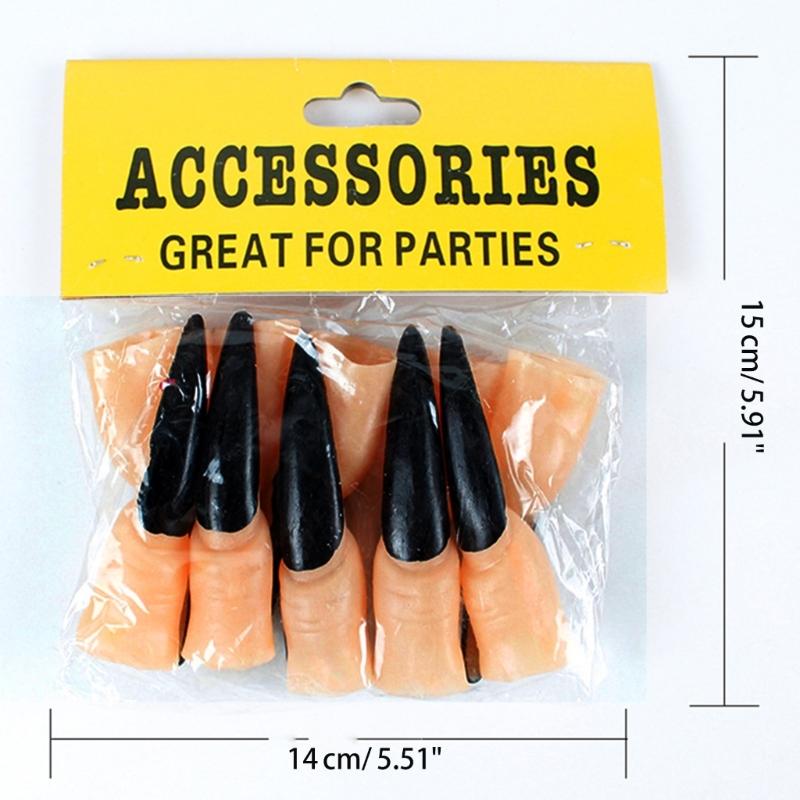 Witch Fingers Nails Halloween Costume Props Fake Witch Nose for Party Club