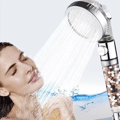 3 Modes Shower Head High Pressure Water Saving with Ionic Mineral Anion Spray Switch Stop Button Handheld Bathroom Showerheads
