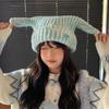 New Funny Thickened Warm Wool Hat Women's Winter Fashion Versatile Knitted Hat Showing Face Small Ear Protection Pullover Hat