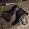 Men'S Boots Round Head Zipper Leather Chelsea Boots Korean Version Retro Ankle Warm Boots Men British Style M920