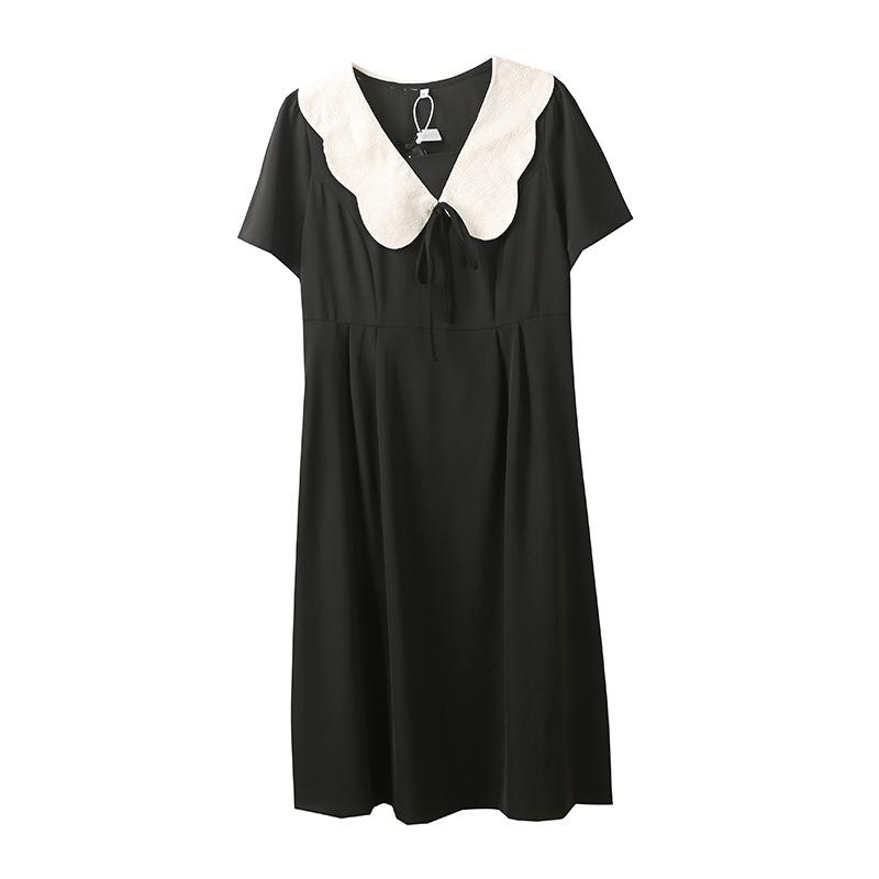 Large size fat mm French doll collar age-reducing a-word skirt summer new waist drape dress 230293