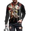 Templar 3D Digital Printed Men's Street Trendy Round Neck Long Sleeve T-shirt
