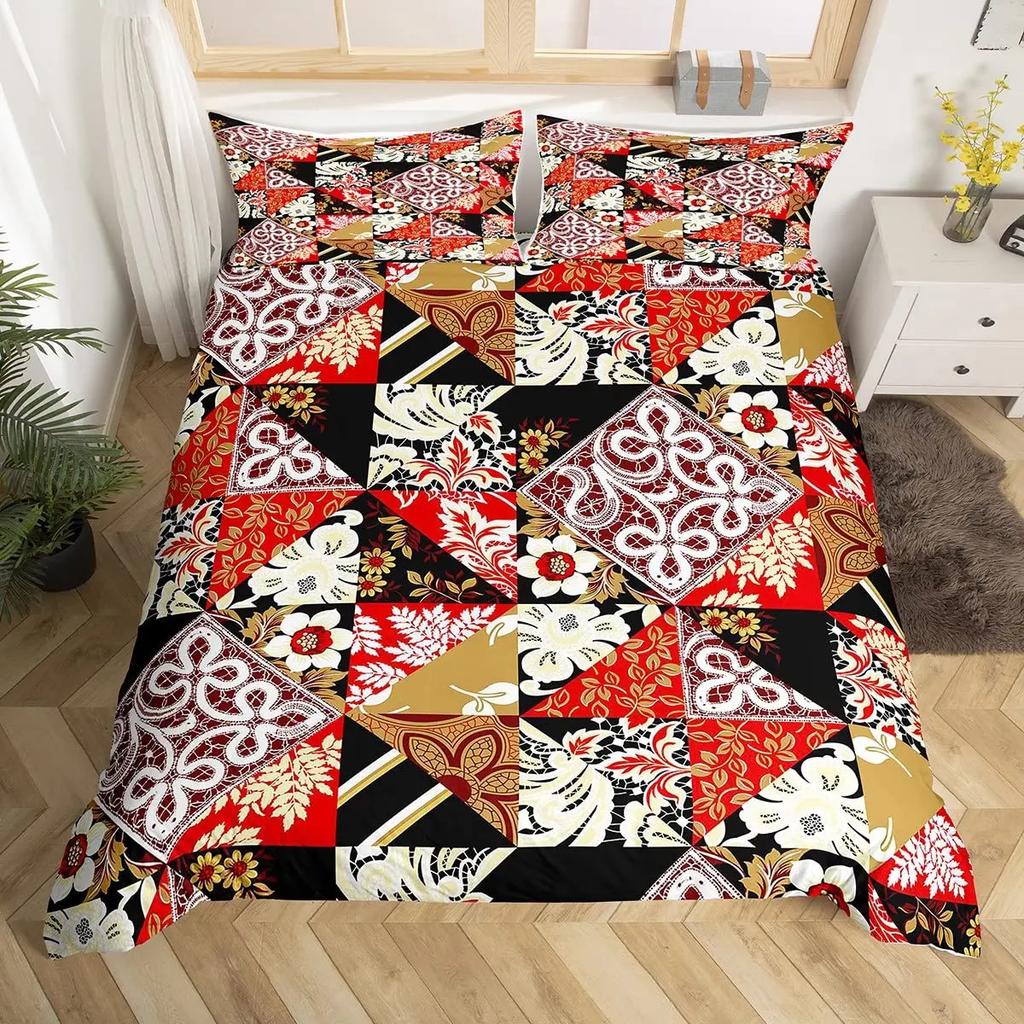 Japanese Fuji Mountain Duvet Cover Set Crane Bedding Set Watercolor Nature Tree Branches Comforter Cover Traditional Quilt Cover