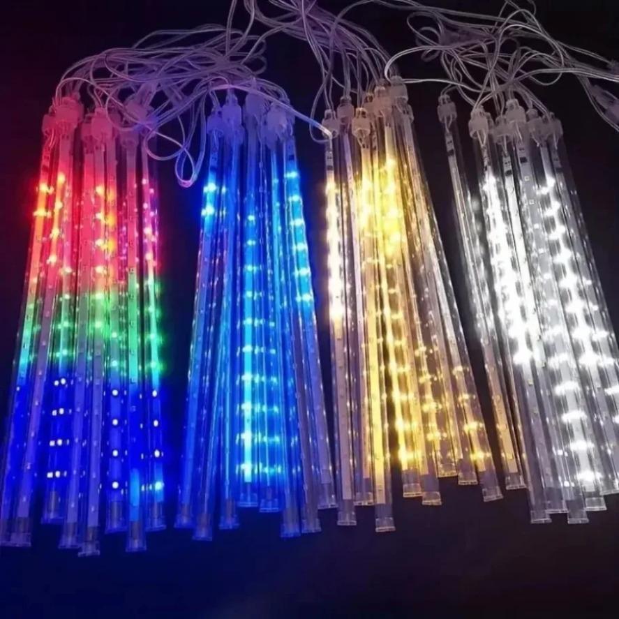 8 Tubes Solar/EU LED Meteor Shower Rain Lights Fairy String Light Waterproof Falling Raindrop Holiday Party Patio Decor 30/50CM