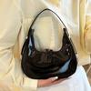 Shoulder Bag Women's 2025 New Spring and Summer Patent Leather Glossy Premium French Crescent Bag Portable Underarm Bag