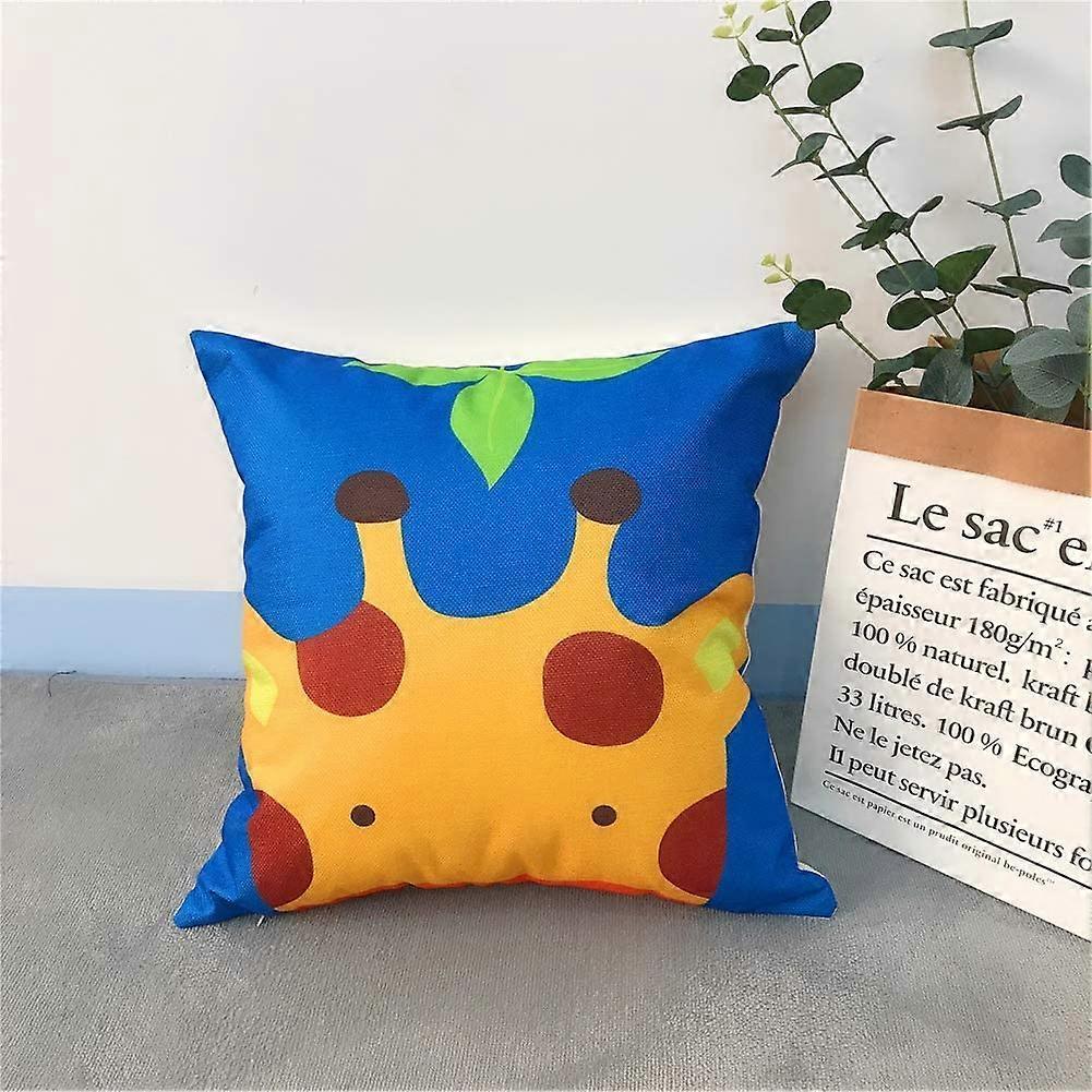 18x18 Inches Set of 4 Cotton Linen Animal Pattern Pillow Covers Children