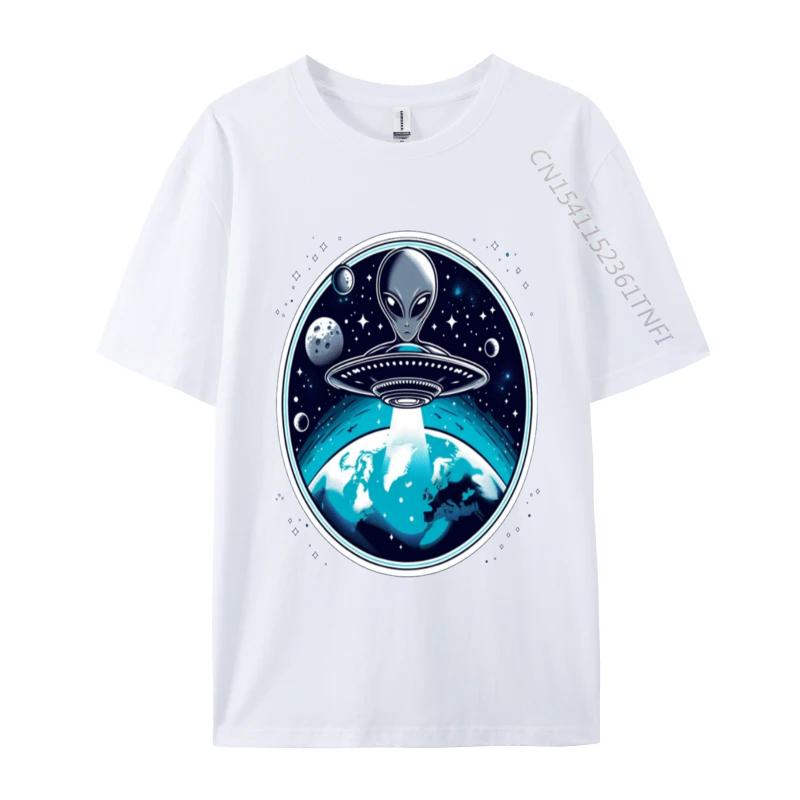 Grey Aliens In A Ufo TShirt T Shirt Brand Custom Cotton Men Tees Casual Loose TeeShirt Man Top Tshirts
