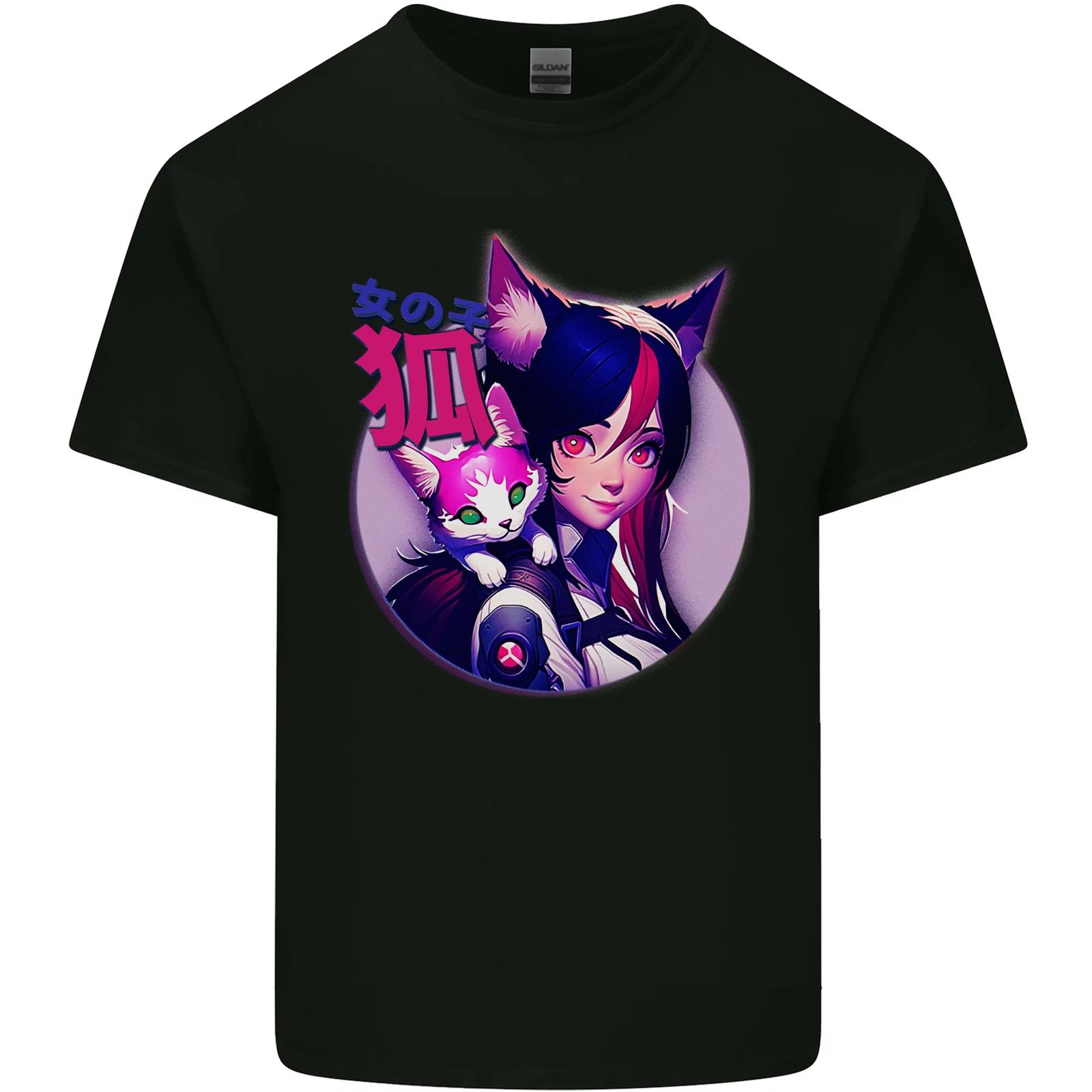 Anime Cat Girl Kids T-Shirt Childrens S