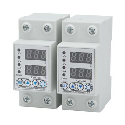 Dispositivo de Proteção Contra Sobretensão e Subtensão Ajustável 220V 40/63A Trilho DIN Relé Ajustável de Tensão Amperímetro Voltímetro