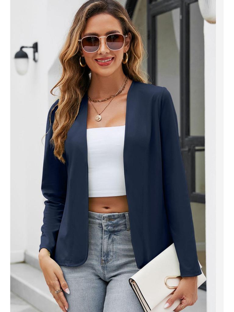 2023 Bestseller Slim Fit Long Sleeve Collarless Cardigan Blazer Jacket