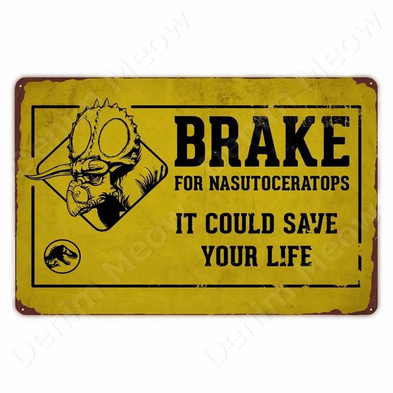 Cuidado con Raptor Señal de Metal Divertida Señal de Reduzca la Velocidad Jardín Hogar Exterior Placa de Zoológico Señal de Advertencia de Dinosaurio Decoración de Pared Vintage