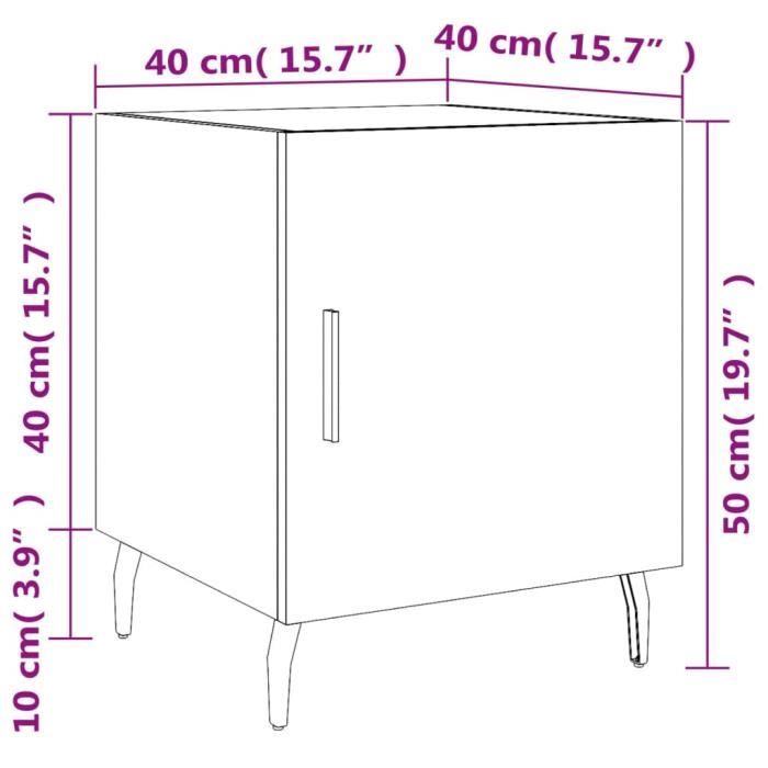 VidaXL Table de chevet chêne fumé 40x40x50 cm bois d'ingénierie 827606