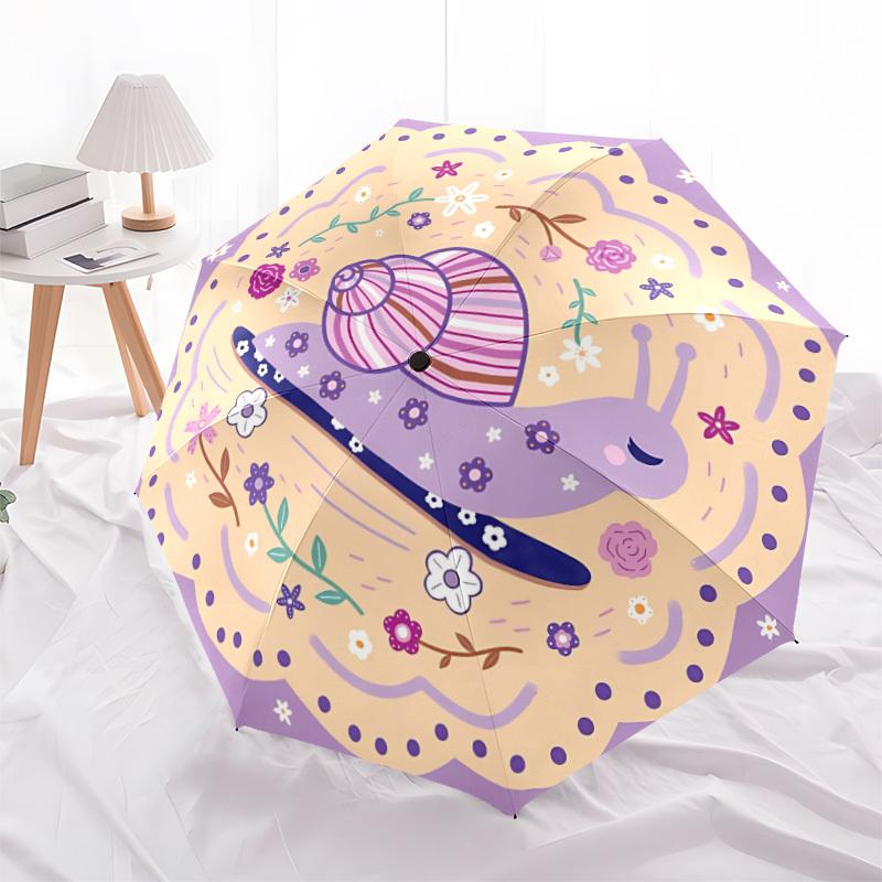 1pc Snail Garden Automatic Open/Close Folding Umbrella - Compact 8-Rib Design, Daily Use, Perfect Gift for Friends & Family Yy260327061