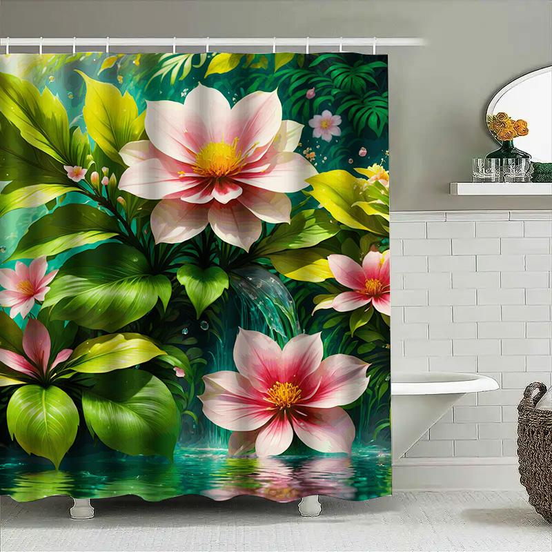 Luxury Bath Shower Curtain Waterproof Print Decorative Flower Garden Home Decoration Pink 180X240Cm Free Shipping + $5.99 Return
