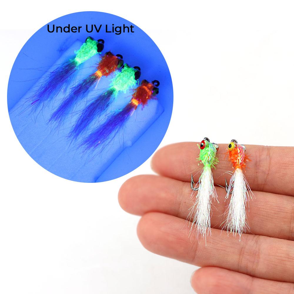 4PCS Dumbbell Eyes Clouser Minnow Fly Lures Weighted Sinking Streamer Flies with Glitter Flash Tail for Freshwater Bass Trout Predator Fish