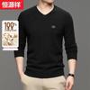 Hengyuanxiang Men's 100% Pure Wool V-Neck Pullover Sweater