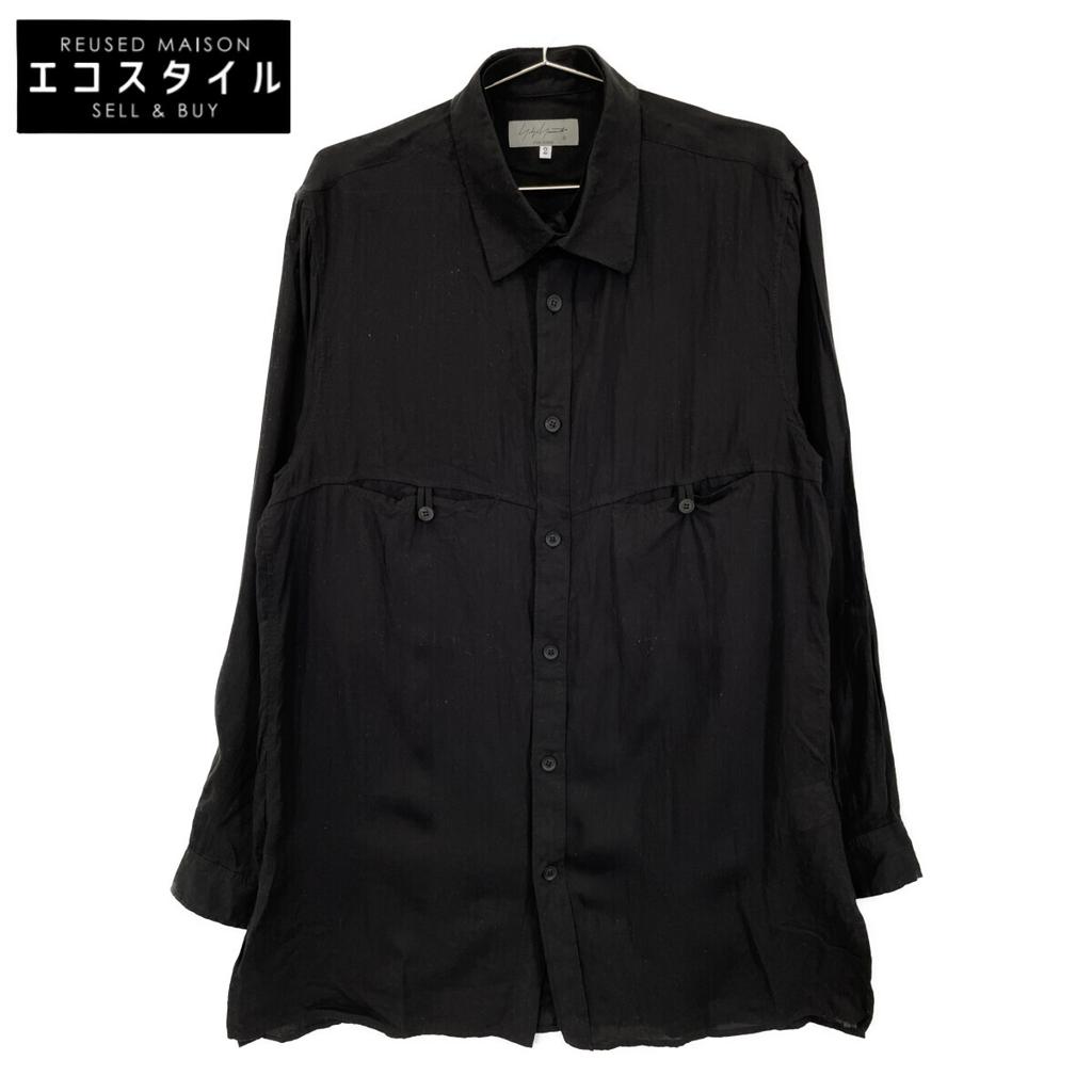 Yohji Yamamoto POUR HOMME Black HS-B07-200 Long Sleeve Shirt tops 2 blackUsed