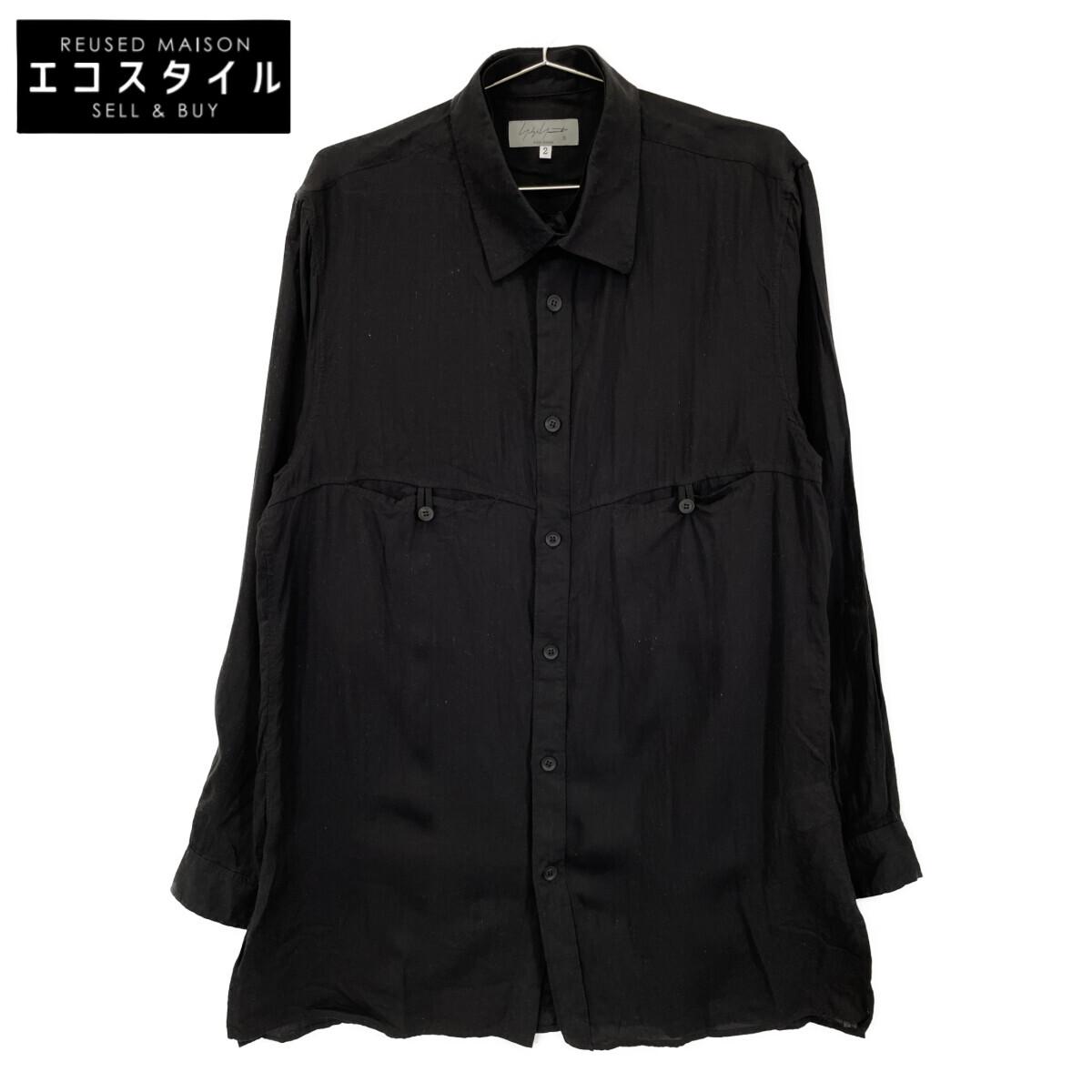 Yohji Yamamoto POUR HOMME Black HS-B07-200 Long Sleeve Shirt tops 2 blackUsed