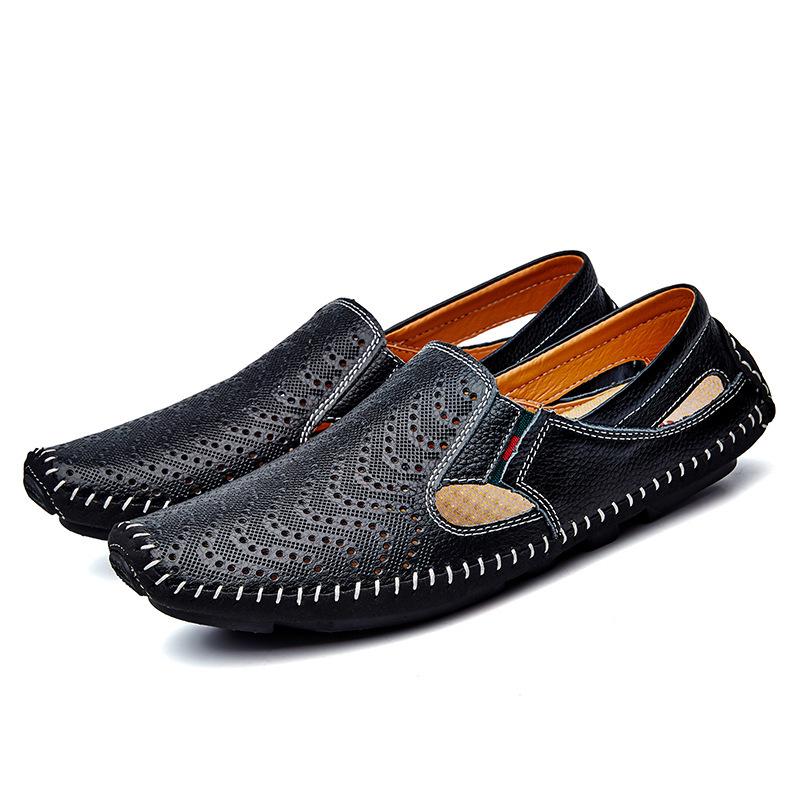 

Мужские кожаные туфли-лодочки в британском стиле для вождения на лето 47 чёрный