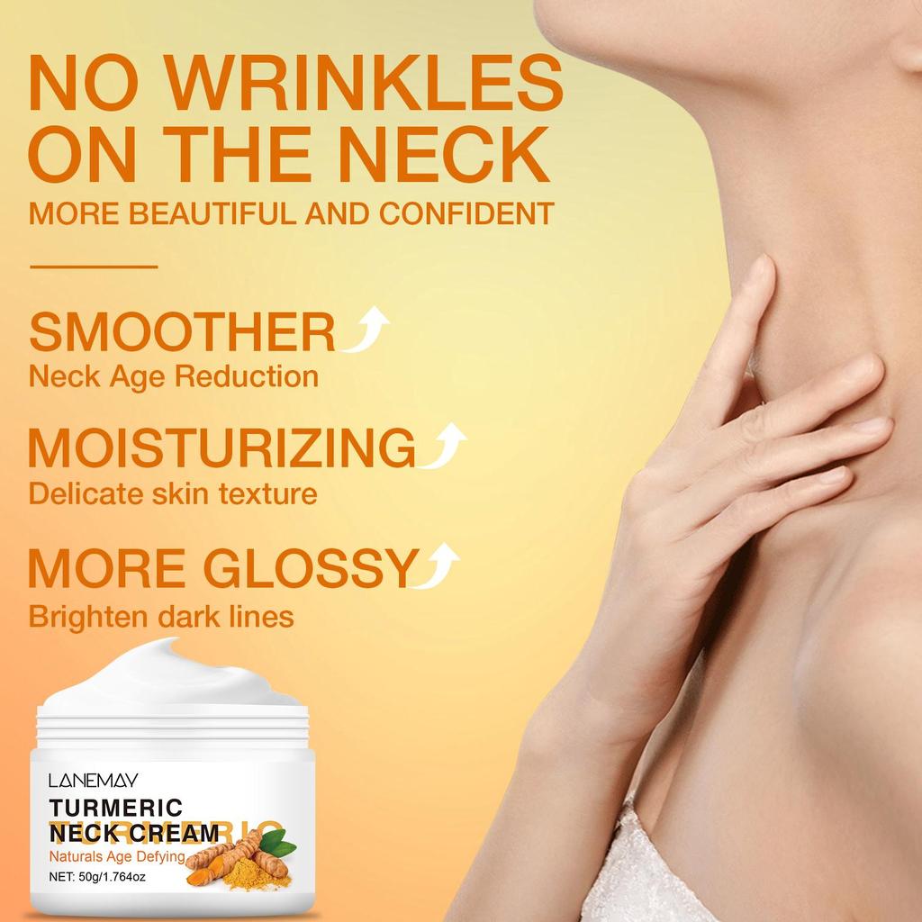 Turmeric Neck Cream-Long Lasting Nourishment Without Stickiness-Reduce Wrinkles And Brighten Neck-Suitable For All Skin Types, 50g