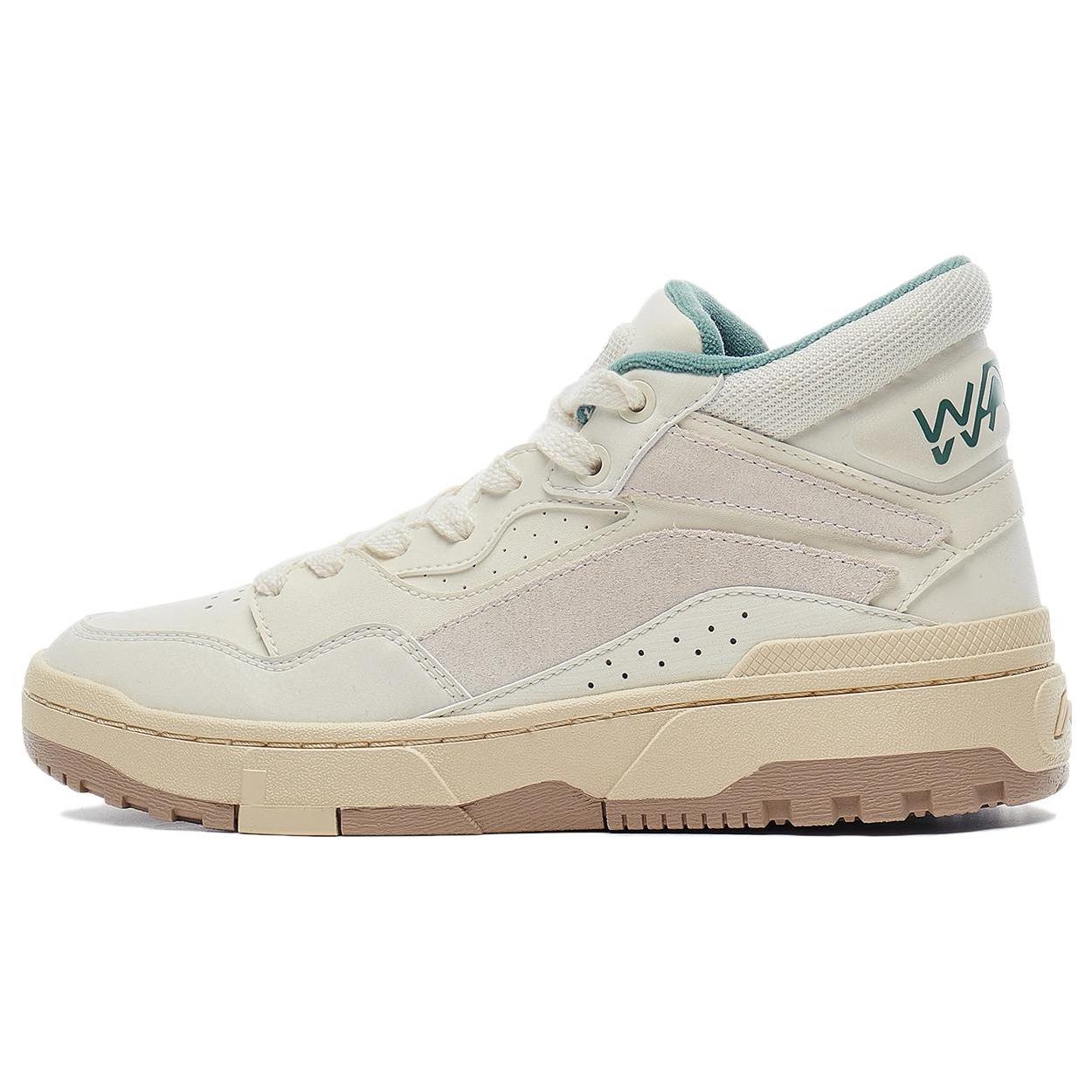 

New LiNing Wave MID Versatile Vintage Skateboard Shoes Anti Slip Wear Resistant Mid Top Skateboard Shoes Women s Ecru AGCT224-1 36