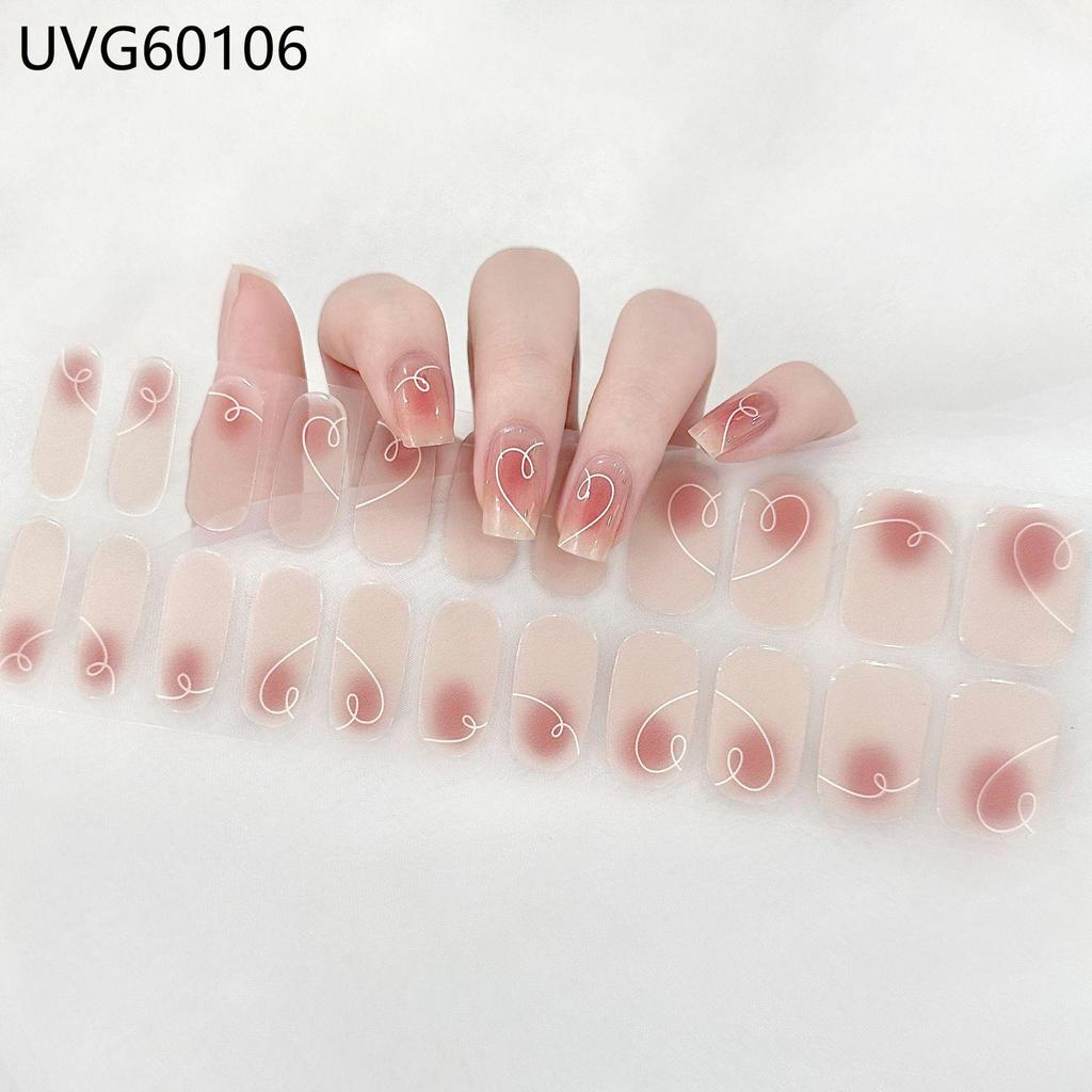 Transparent Nude UV Gel Nail Art Stickers: Semi-Cured, Semi-Baked Manicure Sheets