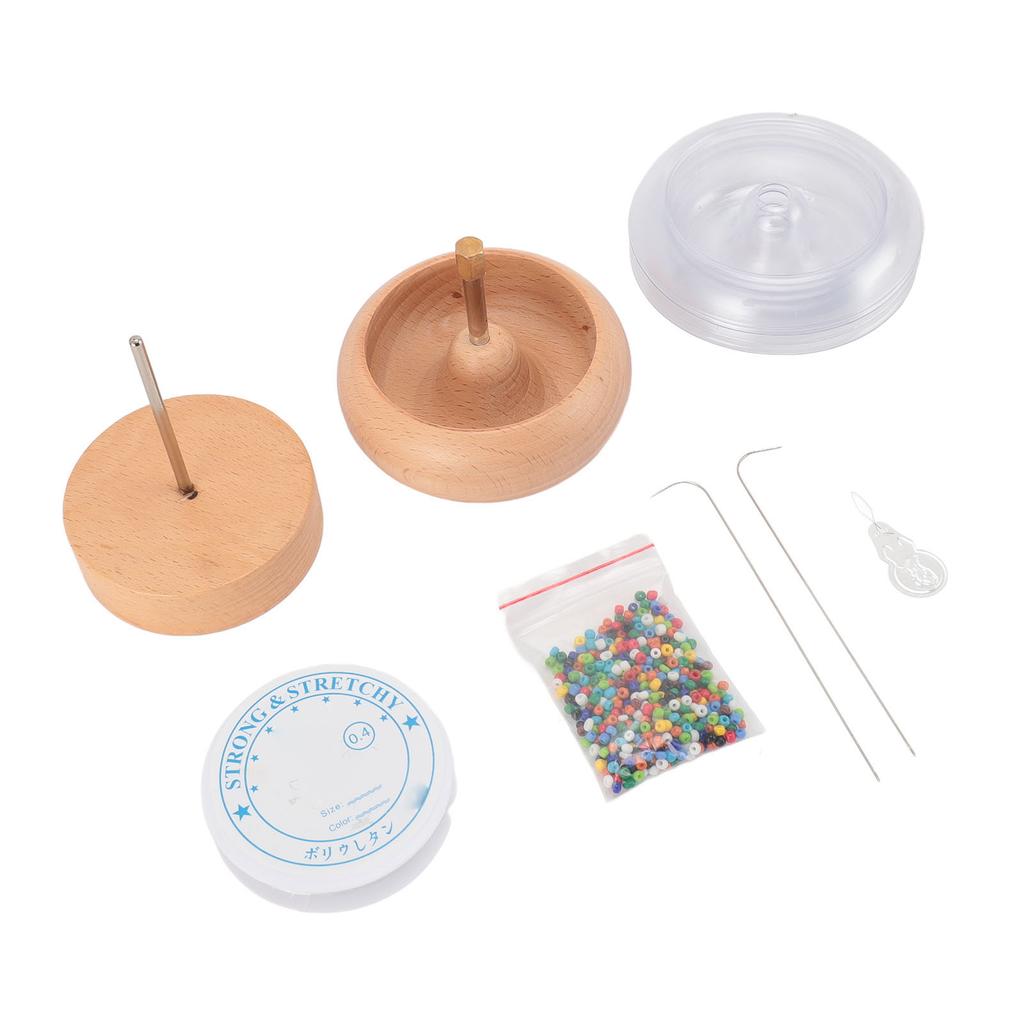 Wooden Bead Spinner Kit for Jewelry Making Effortless Rotating Beads Threader Bracelet Spinner Bowl
