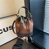 Vintage Patchwork Bucket Bag Drawstring Designer Women Purses And Handbags Luxury Pu Leather Shoulder Crossbody Bags Tote Bolsas