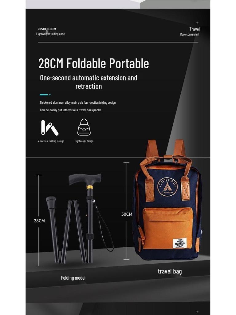 Aluminum Alloy Telescopic Hiking Poles, Folding Off-Road Walking Sticks for Outdoor Use and Elderly Support