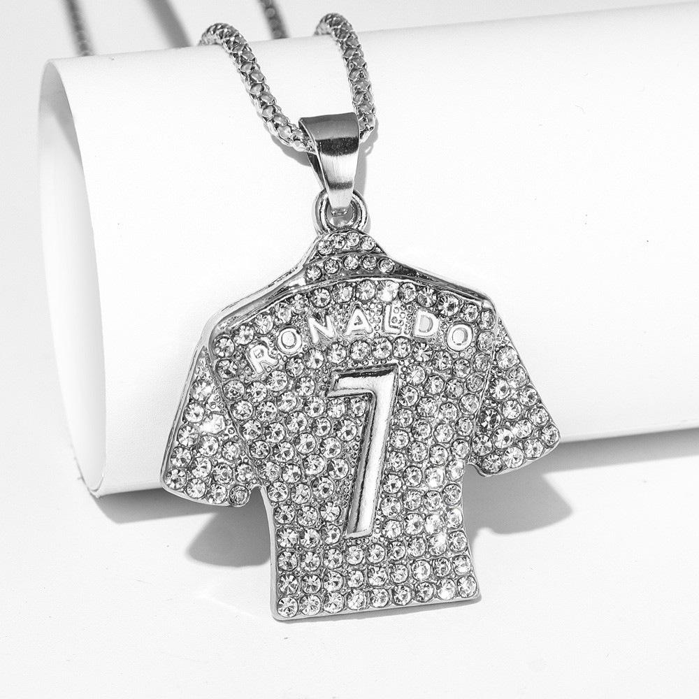 European and American Hip Hop Jewelry Football Sports World Jersey No. 7 No. 10 Pendant Necklace for Men