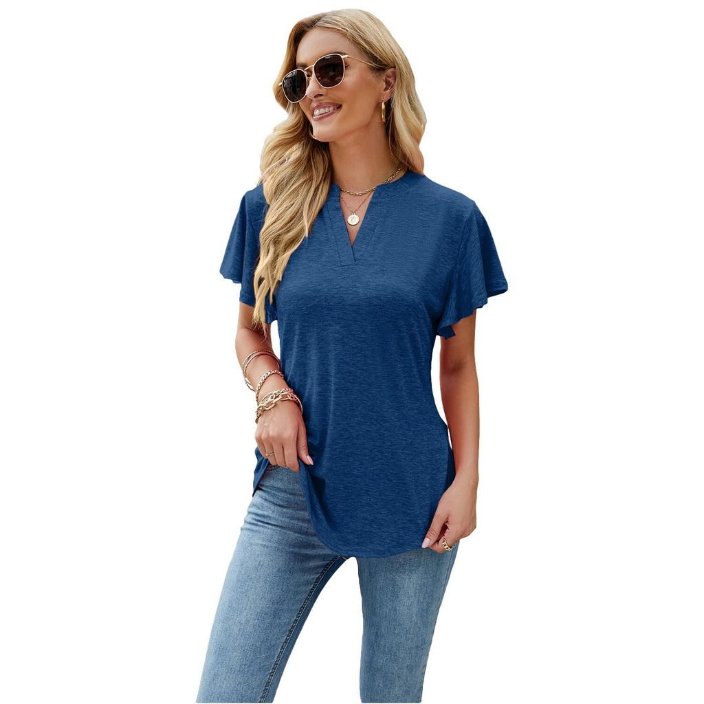2023 Léto Košile s krátkým rukávem Streetwear Žena Oblečení Tričko s výstřihem do V Volné Topy Ženy Elegantní Dámské Blusas 24747